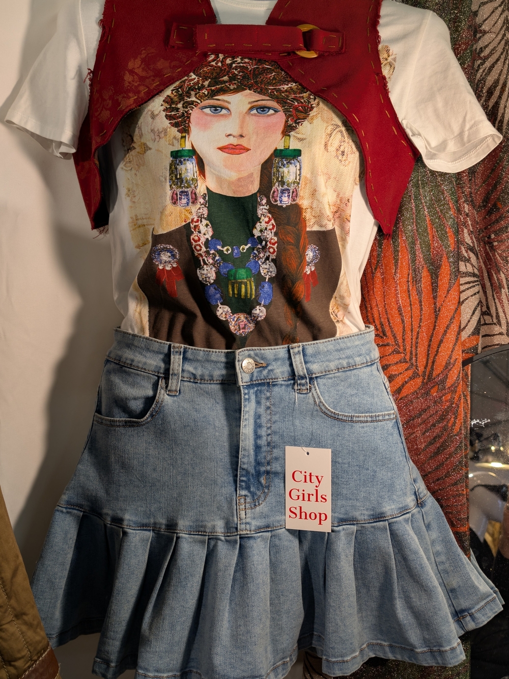 Light Blue Denim Ruffle Mini Skirt